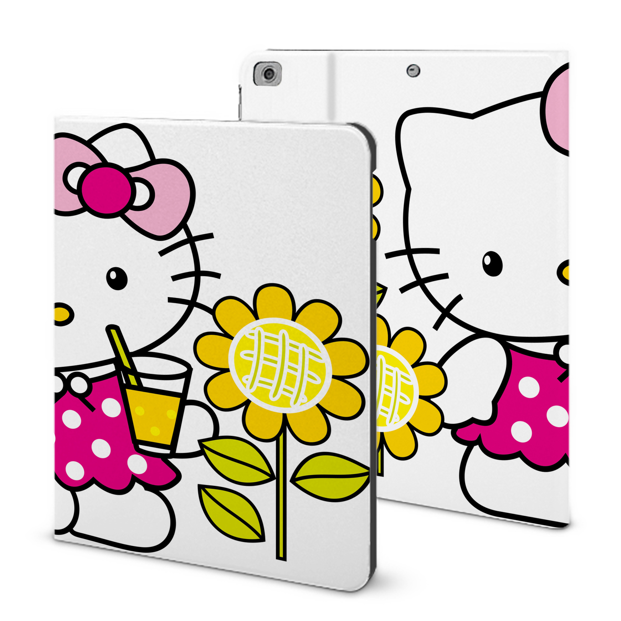 （画像用） Hello Kitty ハローキティ IPad ケース ブック型 PUレザー TPU 耐衝撃 軽量 薄型 ペン収納なし 全面保護 IPad 各モデル対応